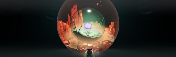 Key Art of the player Character looking into the orbs that resemble a cocoon