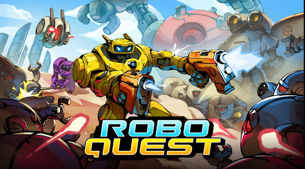New release key art of the Commando robot fighting off hordes of enemies with the Recon in the background swinging a shovel